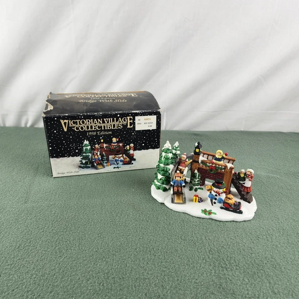 1998 Victorian Village Collectibles - Bridge With Slide - Vintage Retired